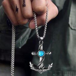 Silver Man Necklaces Chain Pendants Punk Rock Unique for Male Pendant For Men/t//Men's Chain/Men's Necklace