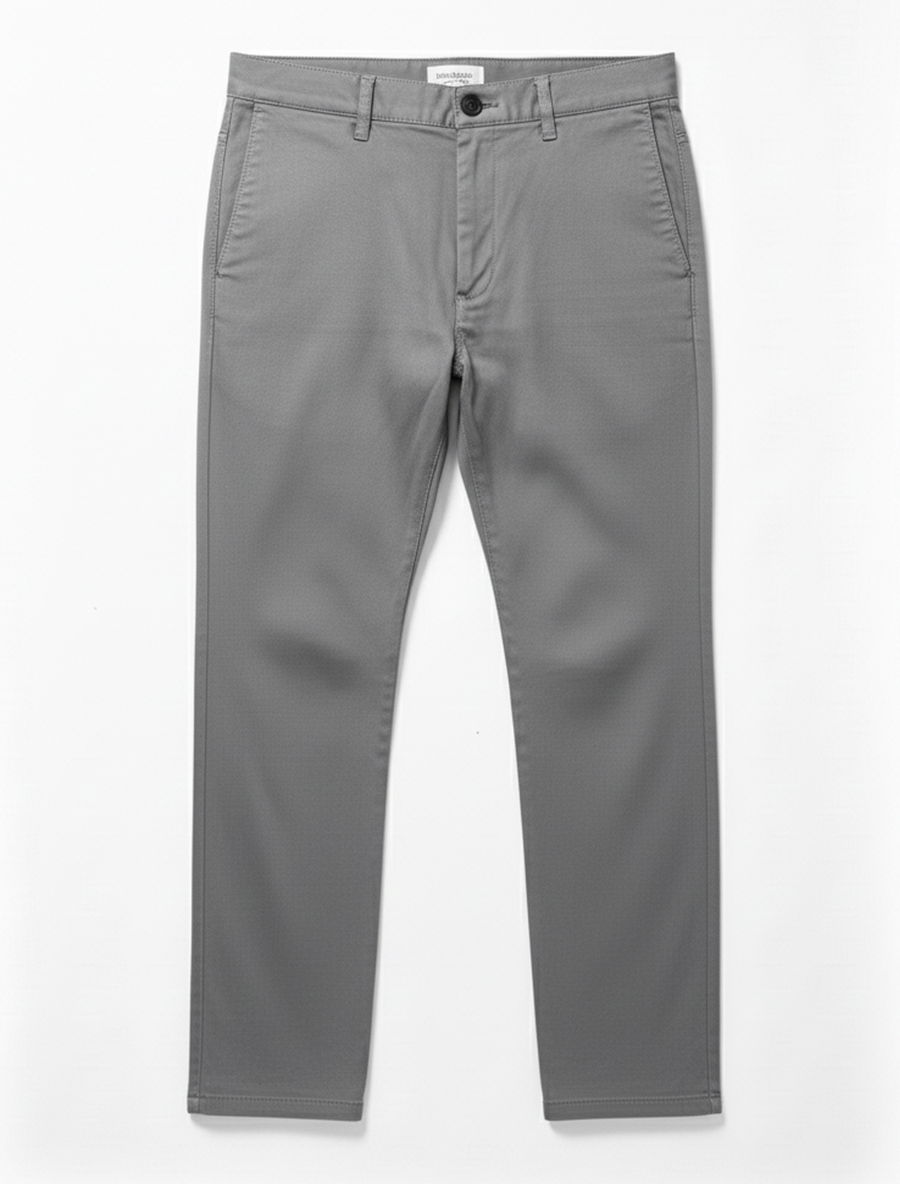 Gray Color Men's Cotton Twill Pant – Regular Fit, Everyday Comfort